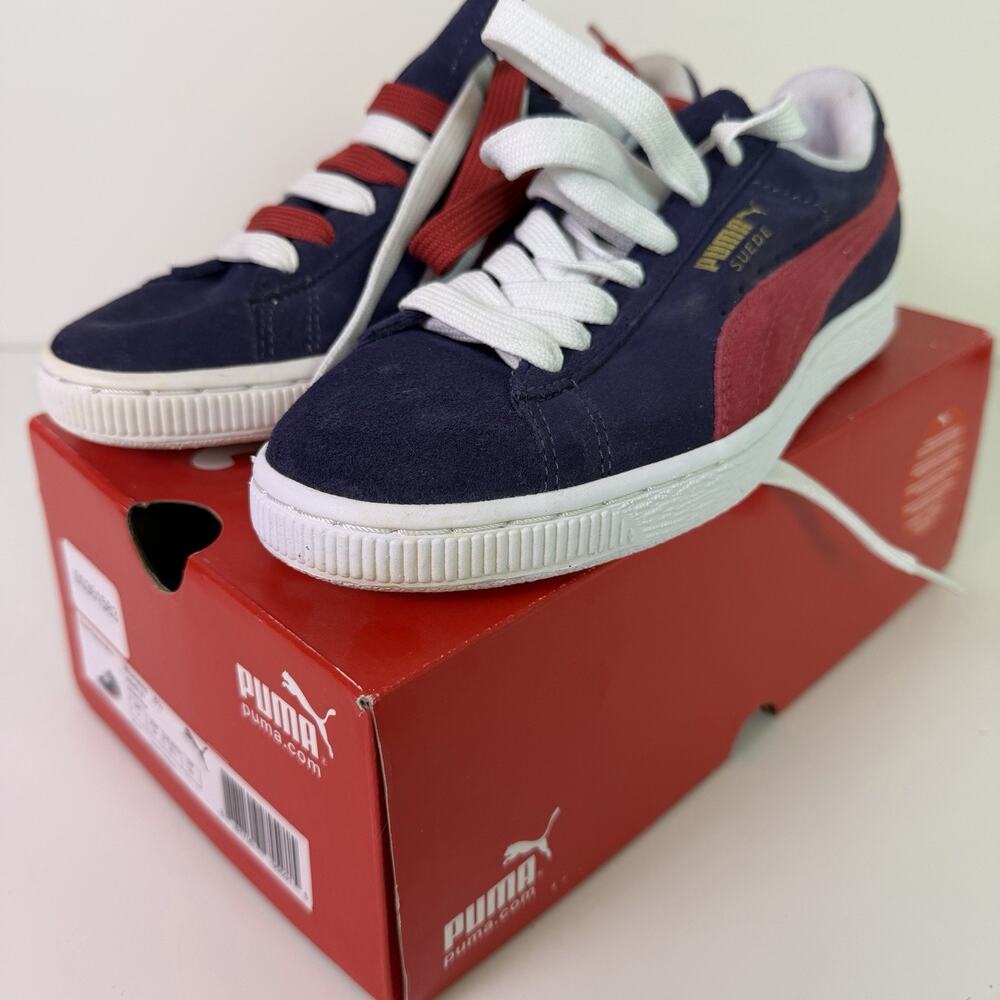 Puma Suede Womens 6.5 Navy Red Classic Low Top Sneakers Casual Athletic Retro OG
